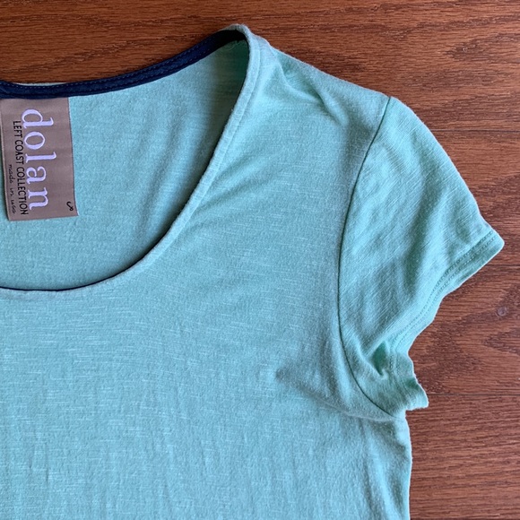 Dolan Scoop Neck Longline Mint Green & Navy Short Sleeve Tee Size Small - Picture 7 of 11